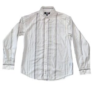 Vintage Anchor Blue Men Shirt M White Striped Button Down Long Sleeve